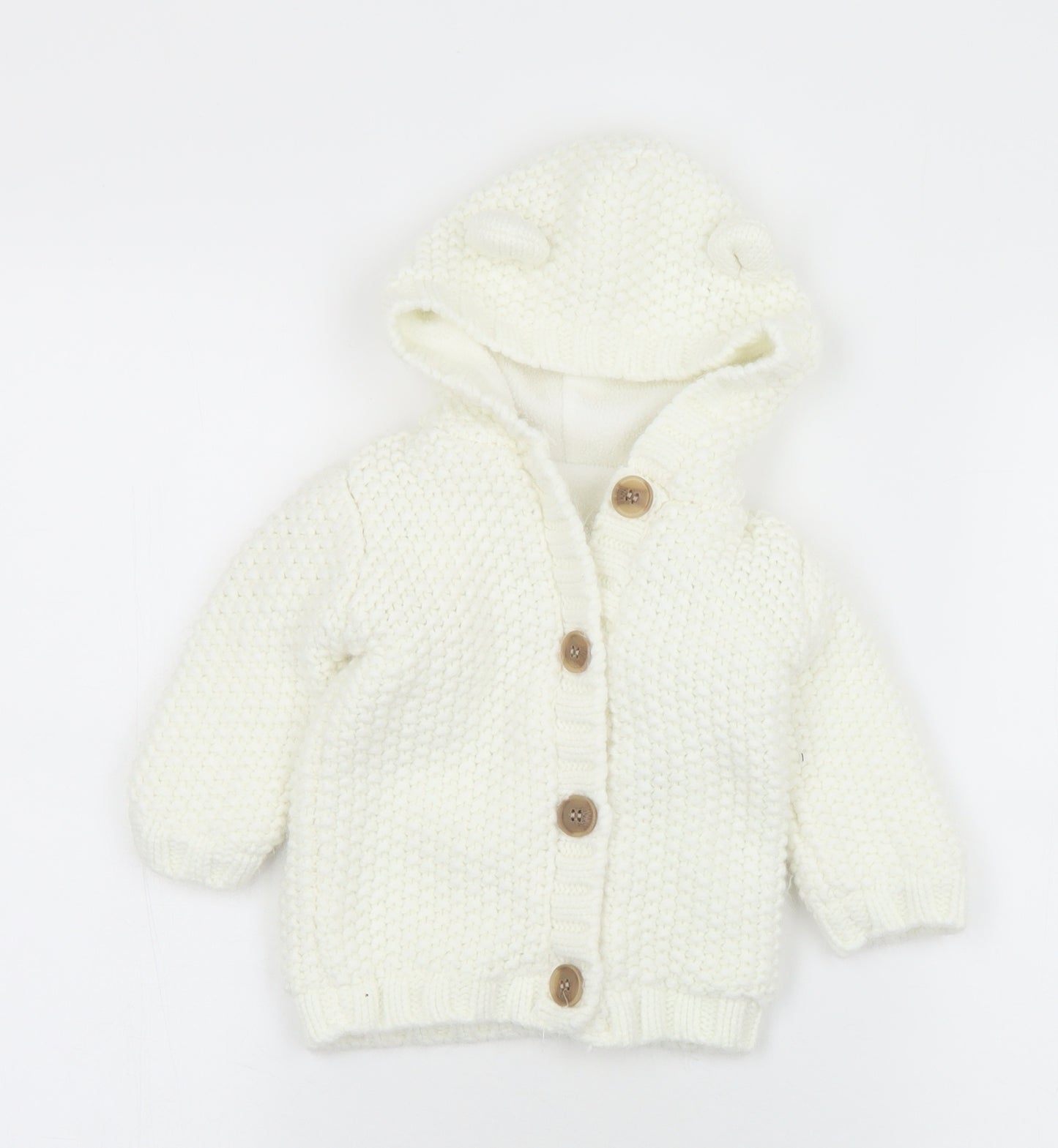 Goerge  White  Acrylic Cardigan Jumper Size 6-9 Months  Button