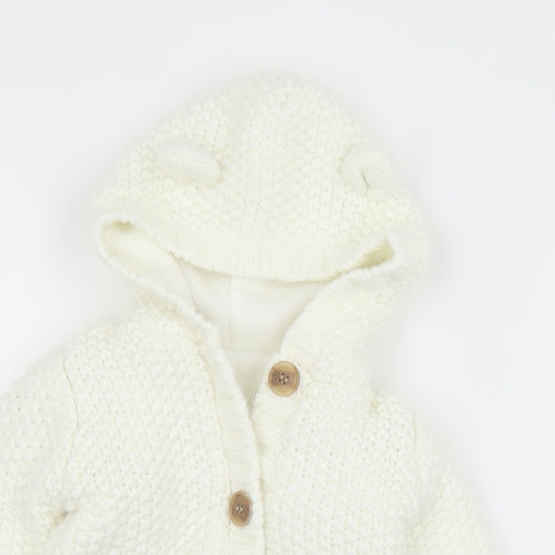 Goerge  White  Acrylic Cardigan Jumper Size 6-9 Months  Button