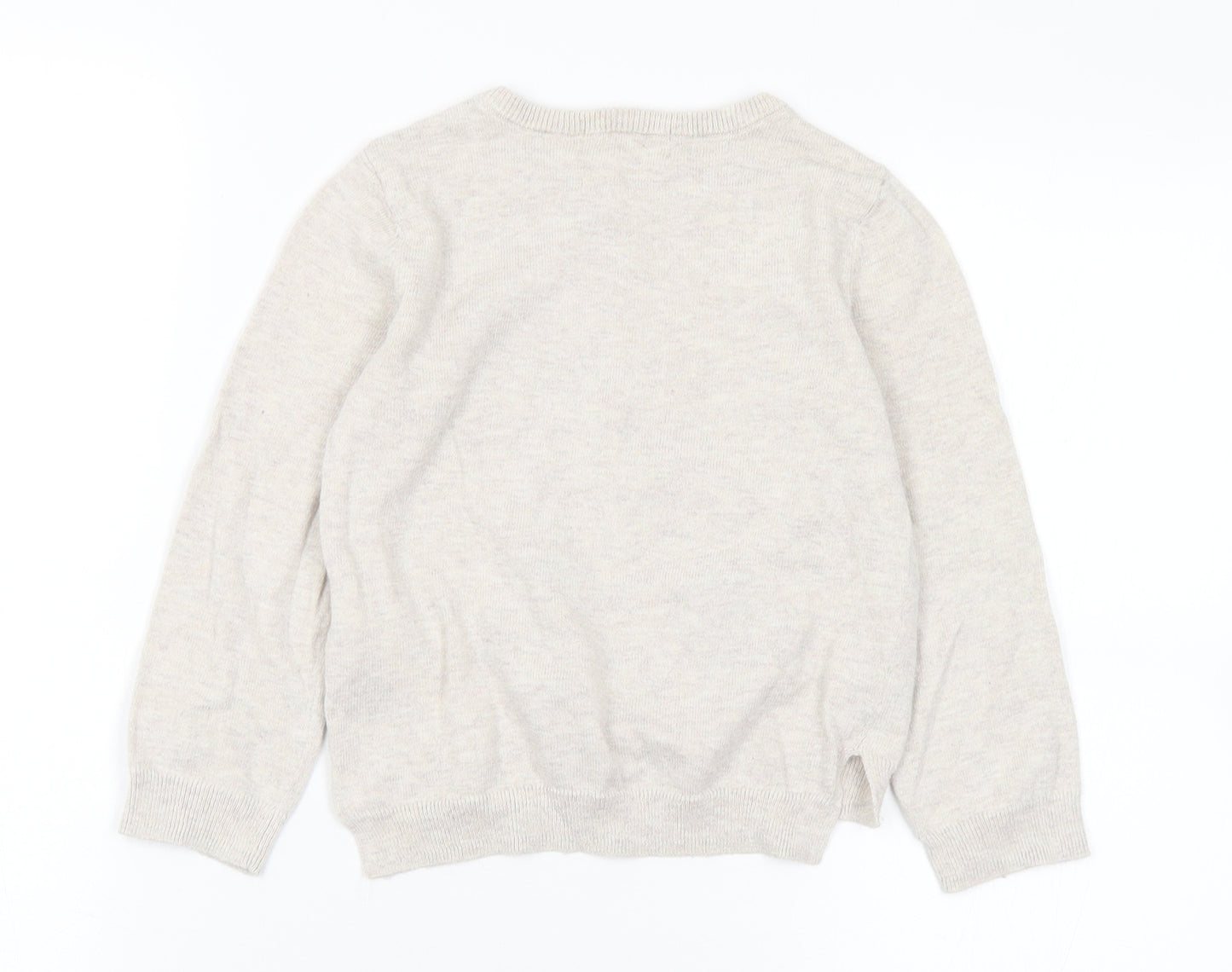 H&M Girls Grey Crew Neck  Cotton Pullover Jumper Size 3-4 Years   - Rabbit