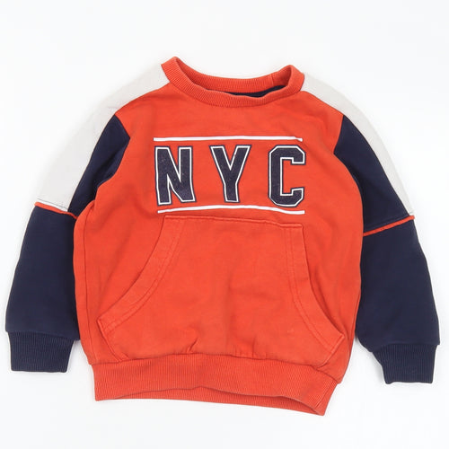 F&F Boys Orange  Cotton Pullover Sweatshirt Size 2-3 Years   - NYC