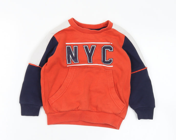 F&F Boys Orange Cotton Pullover Sweatshirt Size 2-3 Years - NYC