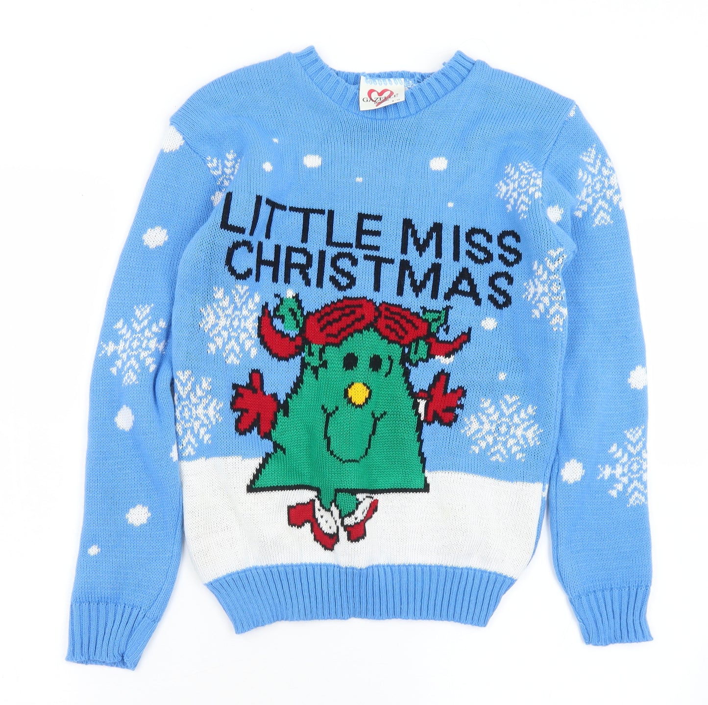 Gazelle Girls Multicoloured Crew Neck  Acrylic Pullover Jumper Size 9-10 Years   - Christmas