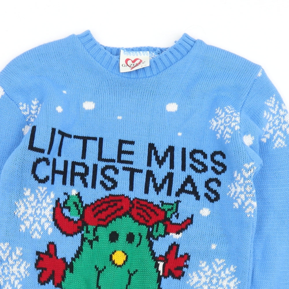 Gazelle Girls Multicoloured Crew Neck  Acrylic Pullover Jumper Size 9-10 Years   - Christmas