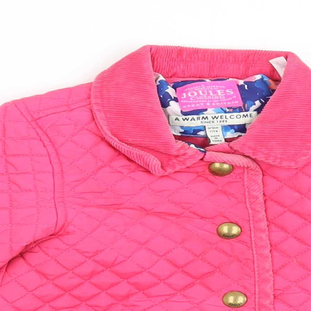 Joules Girls Pink   Quilted Coat Size 9-12 Months   Snap