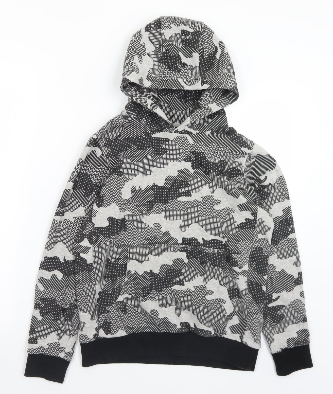 NEXT Boys Grey Camouflage Cotton Pullover Hoodie Size 11 Years