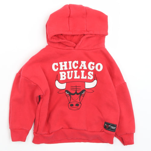 Primark Boys Red  Cotton Pullover Hoodie Size 2-3 Years   - Chicago Bulls