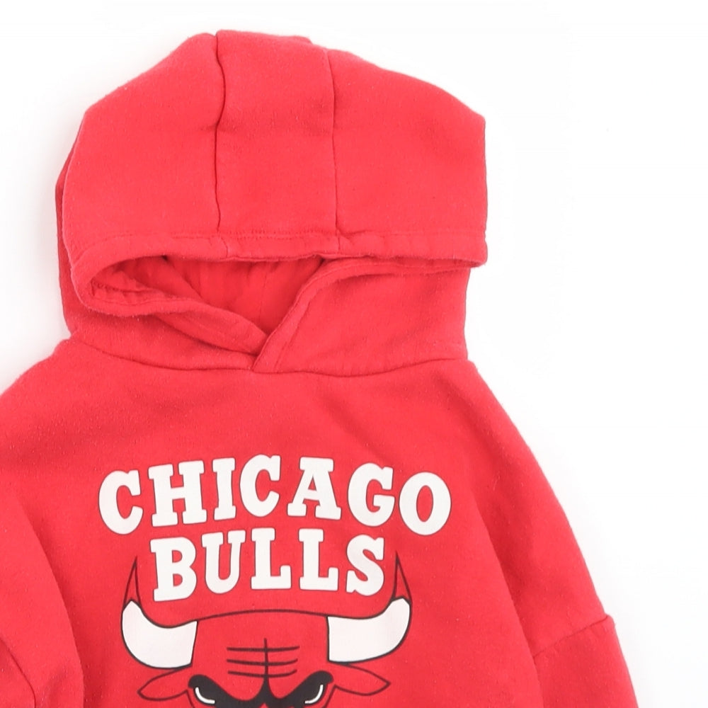 Primark Boys Red  Cotton Pullover Hoodie Size 2-3 Years   - Chicago Bulls
