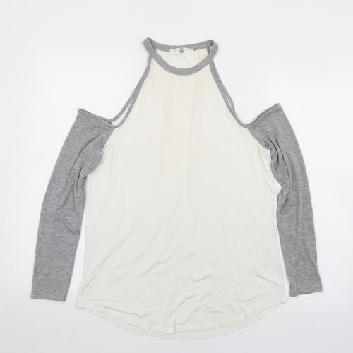 Missguided Womens White  Viscose Basic T-Shirt Size 10 Halter