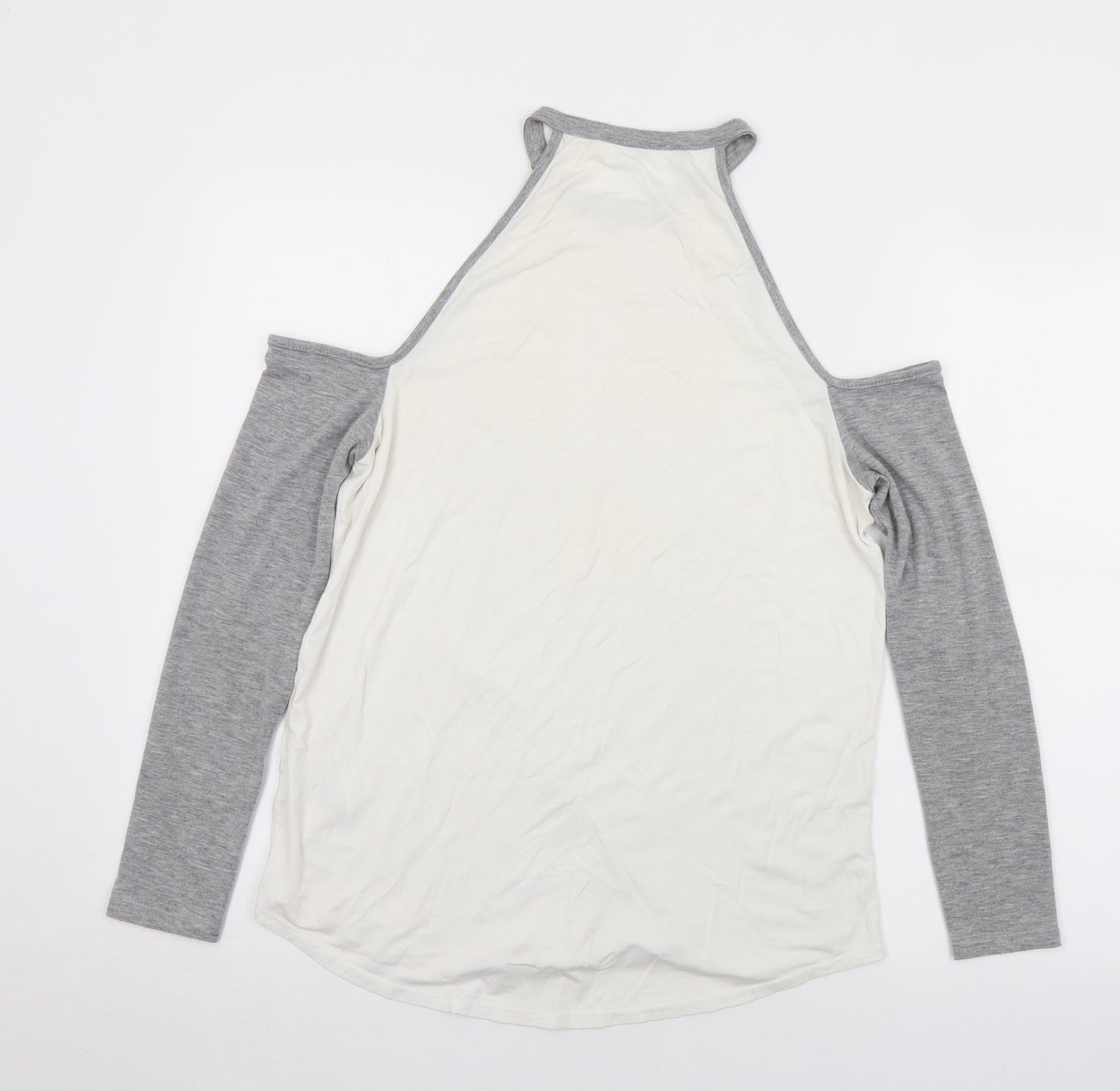 Missguided Womens White  Viscose Basic T-Shirt Size 10 Halter