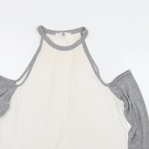 Missguided Womens White  Viscose Basic T-Shirt Size 10 Halter