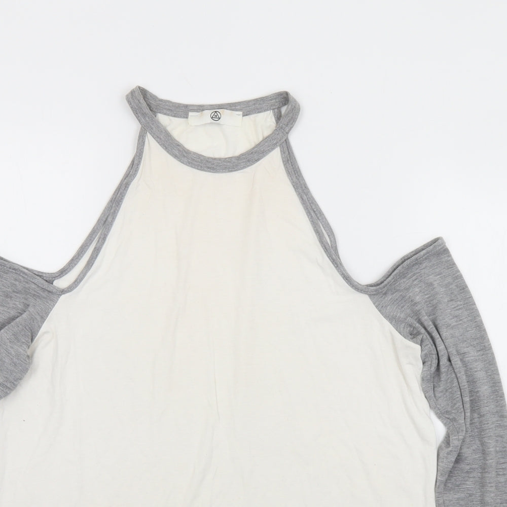 Missguided Womens White  Viscose Basic T-Shirt Size 10 Halter