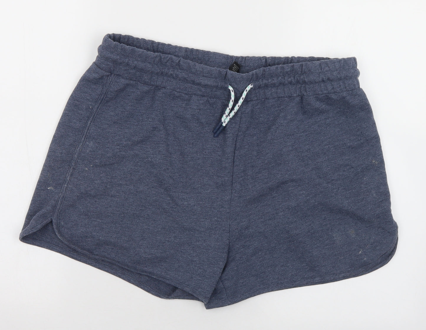 Dunnes Stores Womens Blue  Polyester Sweat Shorts Size L L3 in Regular Drawstring