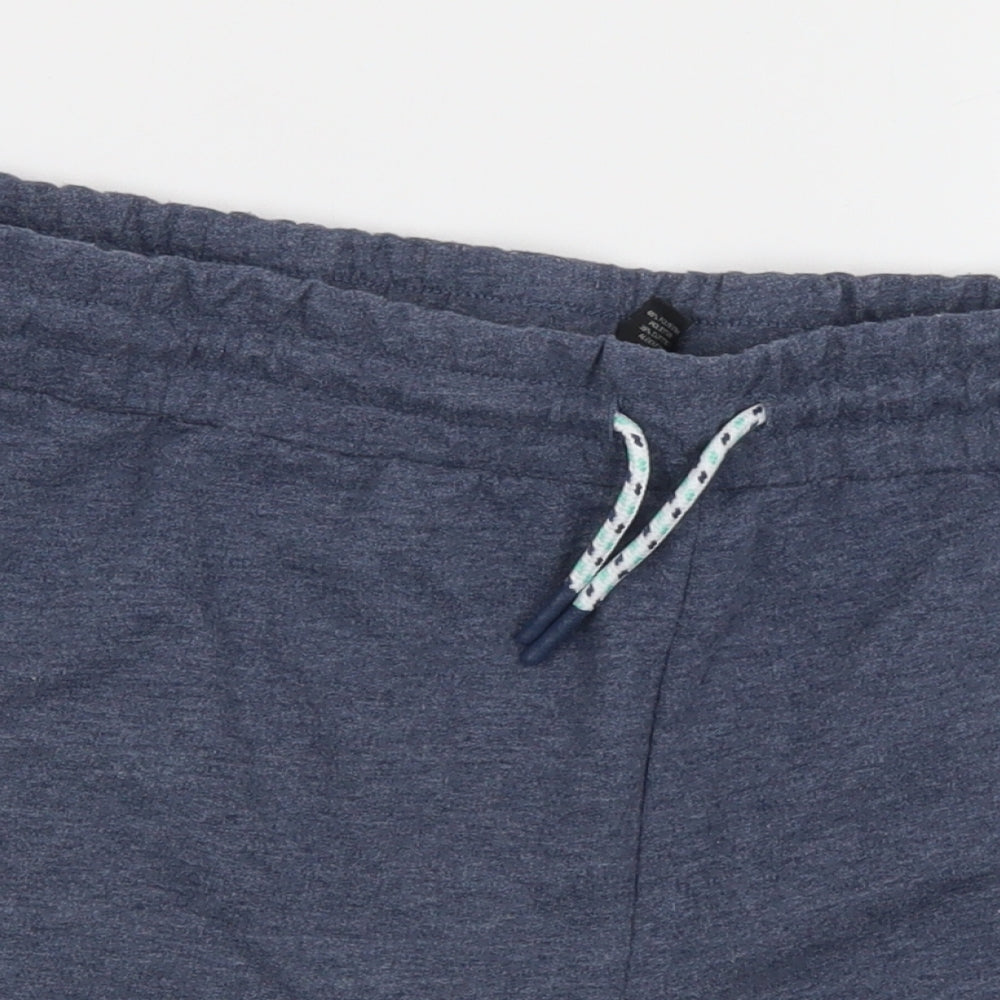 Dunnes Stores Womens Blue  Polyester Sweat Shorts Size L L3 in Regular Drawstring