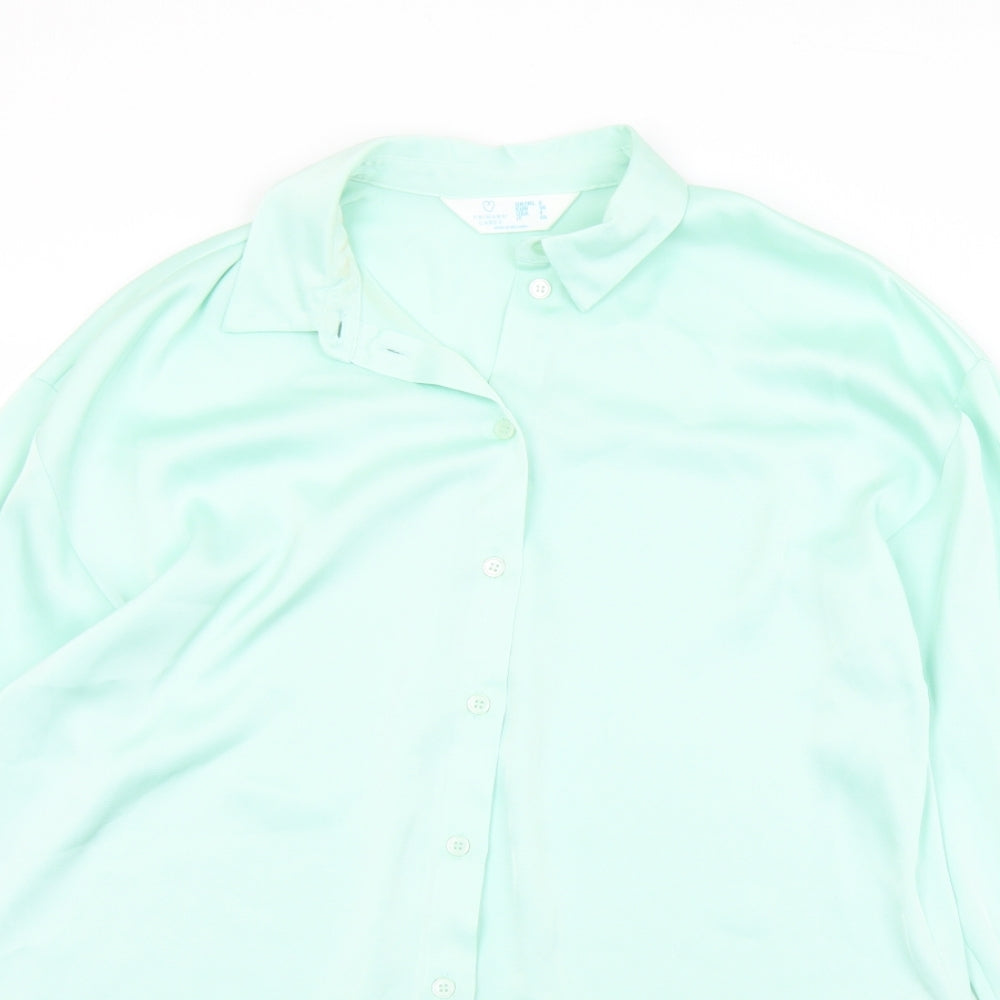 Primark Womens Green  Polyester Basic Blouse Size 8 Collared