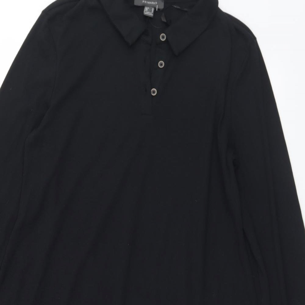 Primark Womens Black  Cotton Jumper Dress  Size 18  Collared Button