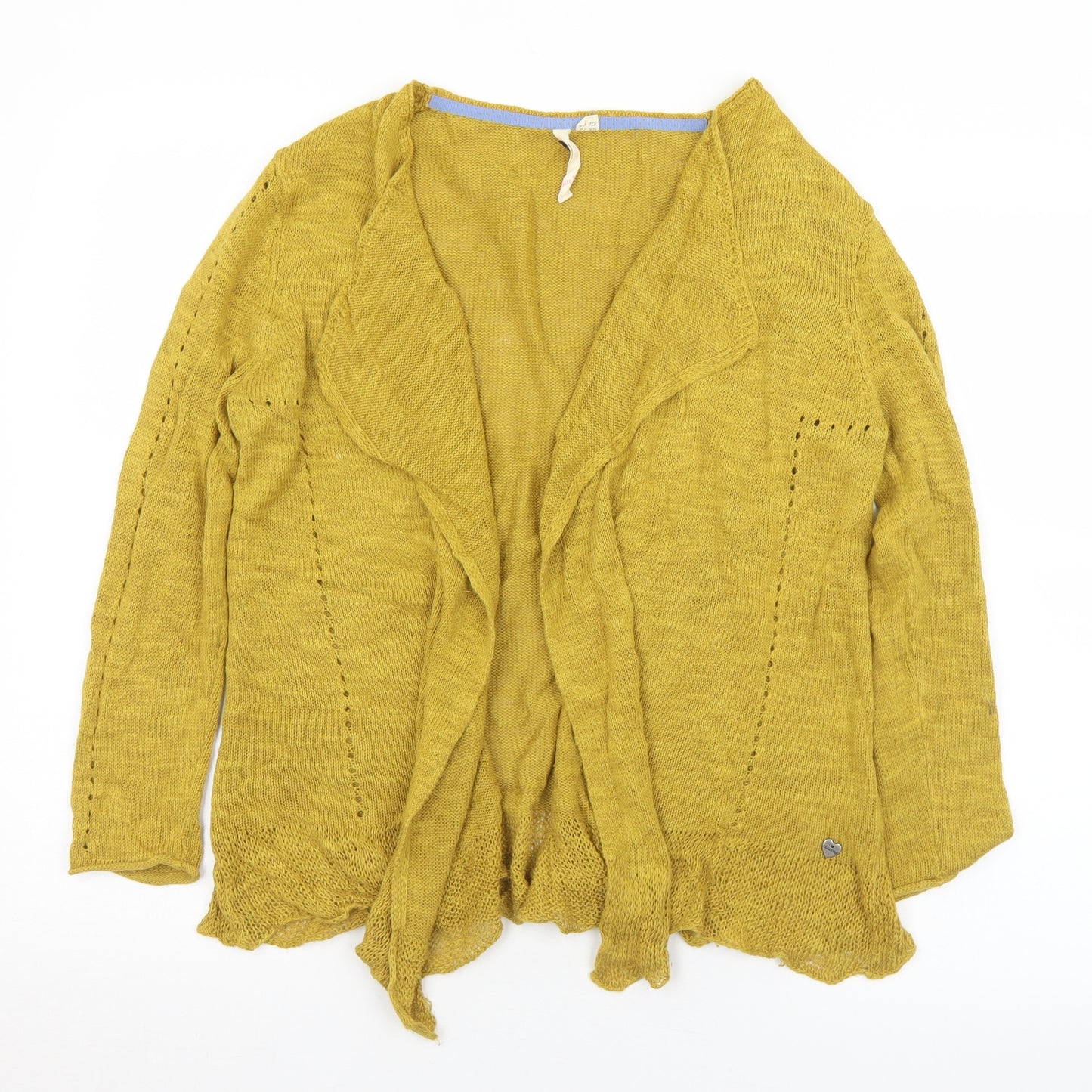 White Stuff Womens Gold Collared  Linen Cardigan Jumper Size 12