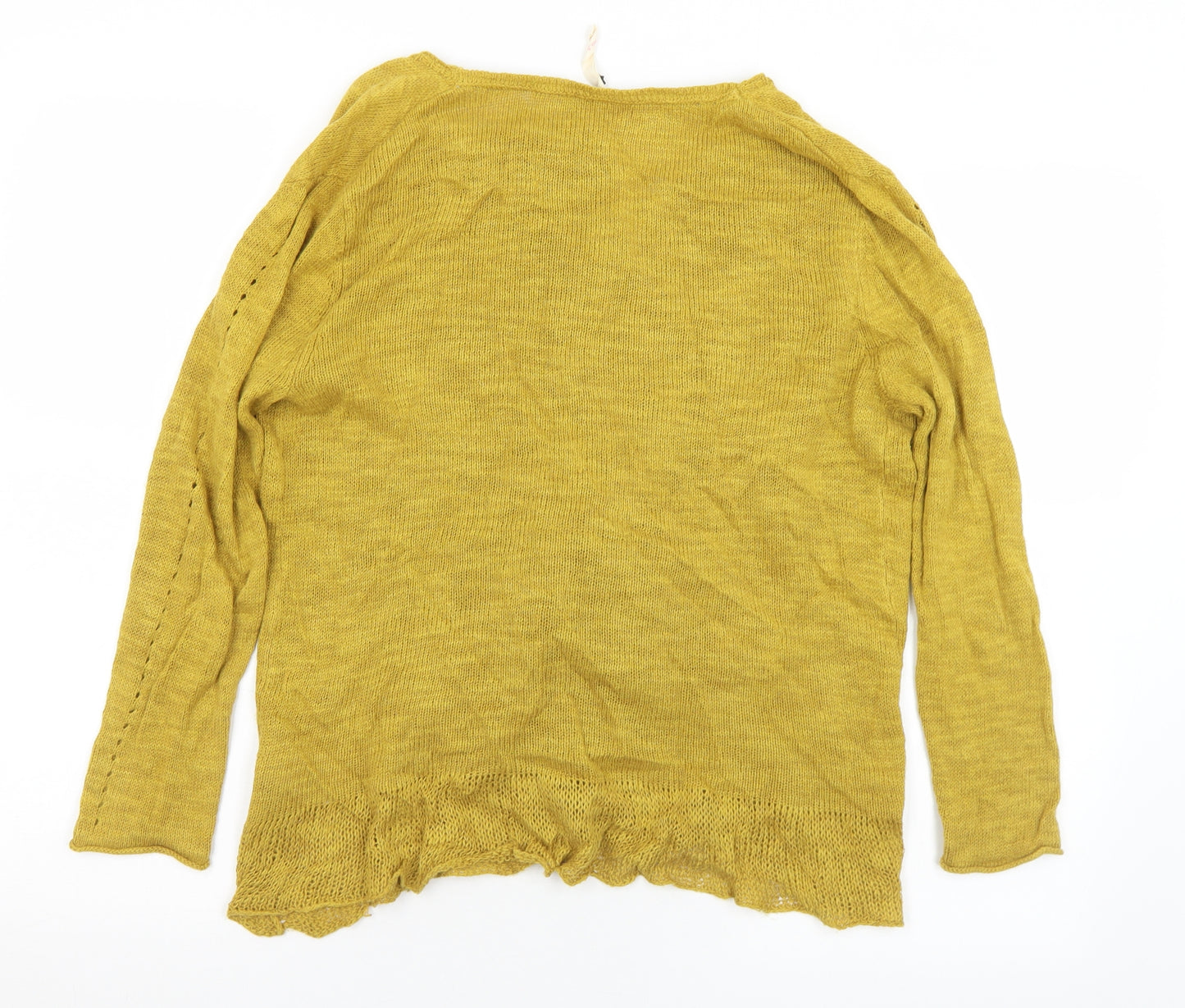 White Stuff Womens Gold Collared  Linen Cardigan Jumper Size 12