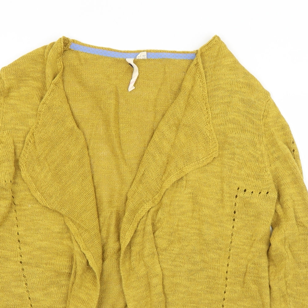 White Stuff Womens Gold Collared  Linen Cardigan Jumper Size 12
