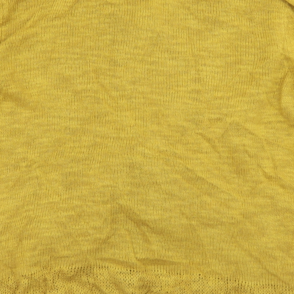 White Stuff Womens Gold Collared  Linen Cardigan Jumper Size 12