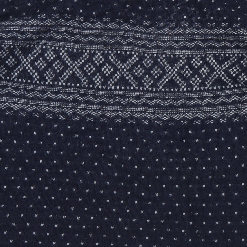 Preworn Mens Blue Crew Neck Geometric Wool Pullover Jumper Size L