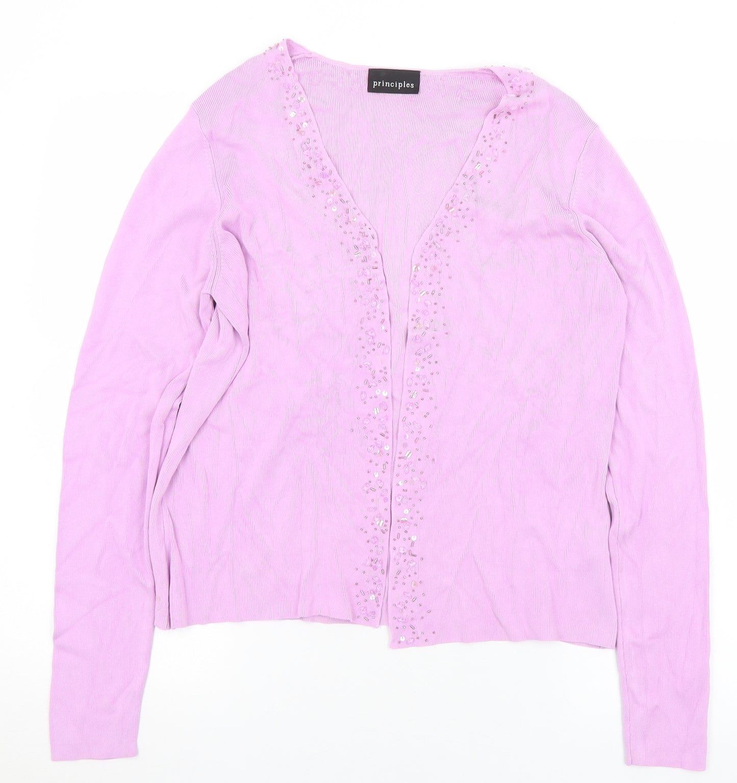 Principles Womens Purple Collared  Viscose Cardigan Jumper Size 16