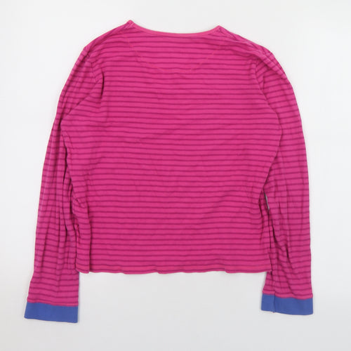 John Lewis Girls Pink Round Neck Striped Cotton Pullover Jumper Size 13 Years
