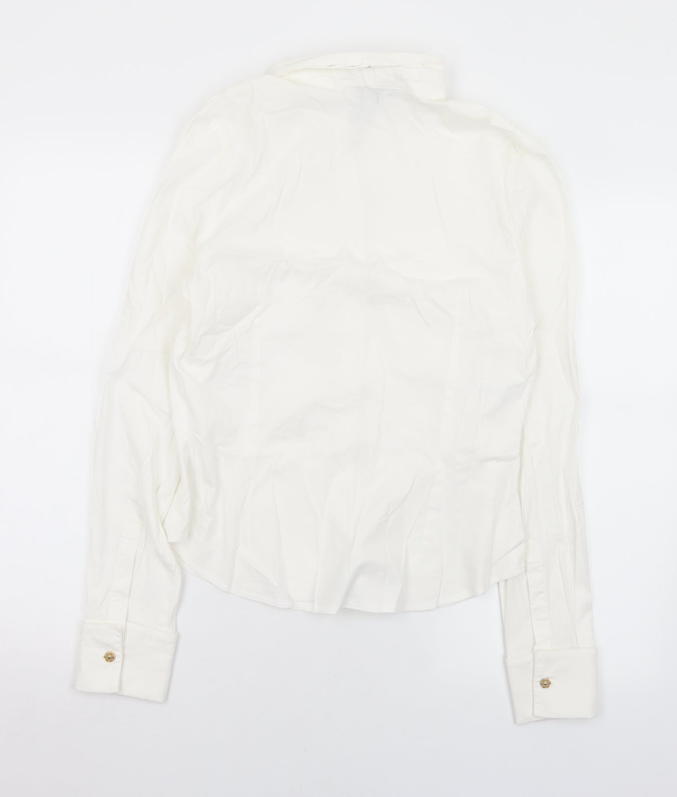 Lisa Womens White  Cotton Basic Blouse Size 14 Collared