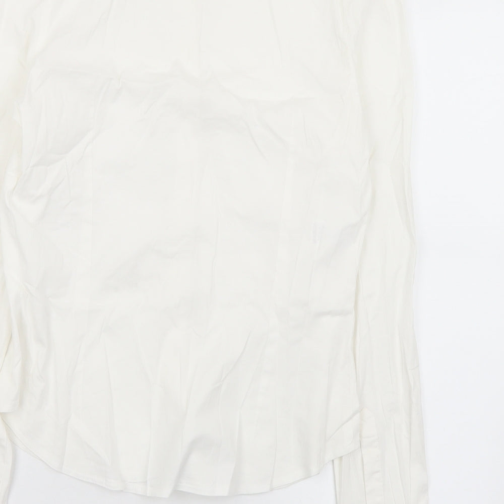 Lisa Womens White  Cotton Basic Blouse Size 14 Collared