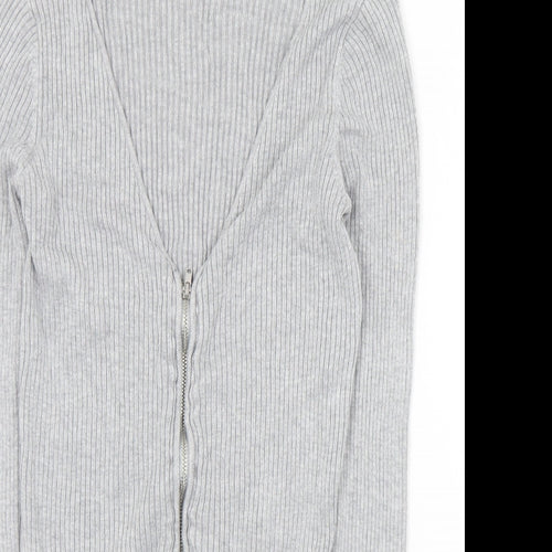 Divided Womens Grey V-Neck  Viscose Full Zip Jumper Size S