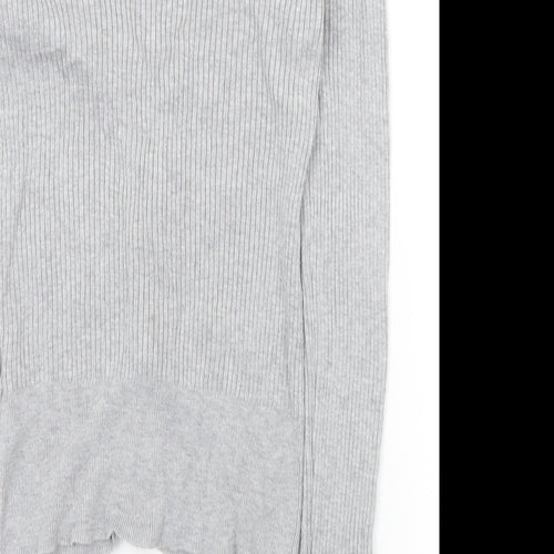Divided Womens Grey V-Neck  Viscose Full Zip Jumper Size S