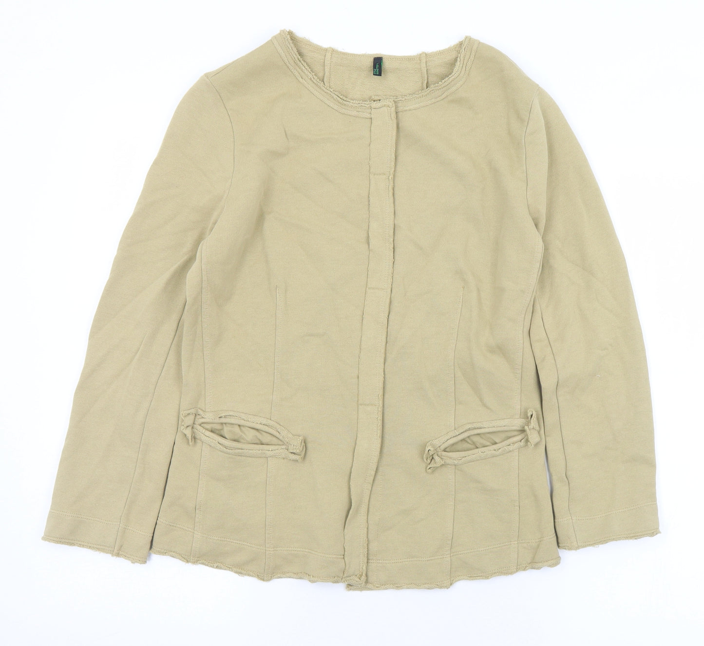 Stile Benetton Womens Brown Round Neck  Cotton Cardigan Jumper Size S