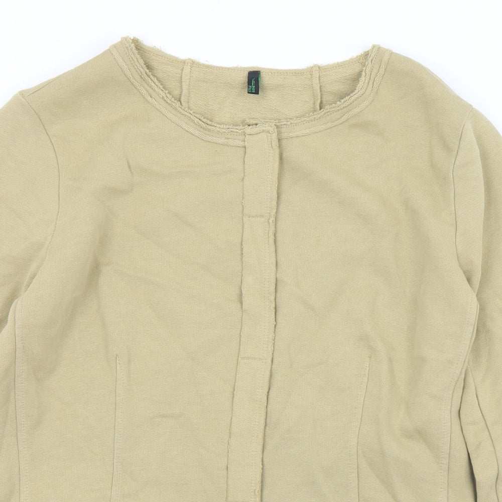 Stile Benetton Womens Brown Round Neck  Cotton Cardigan Jumper Size S