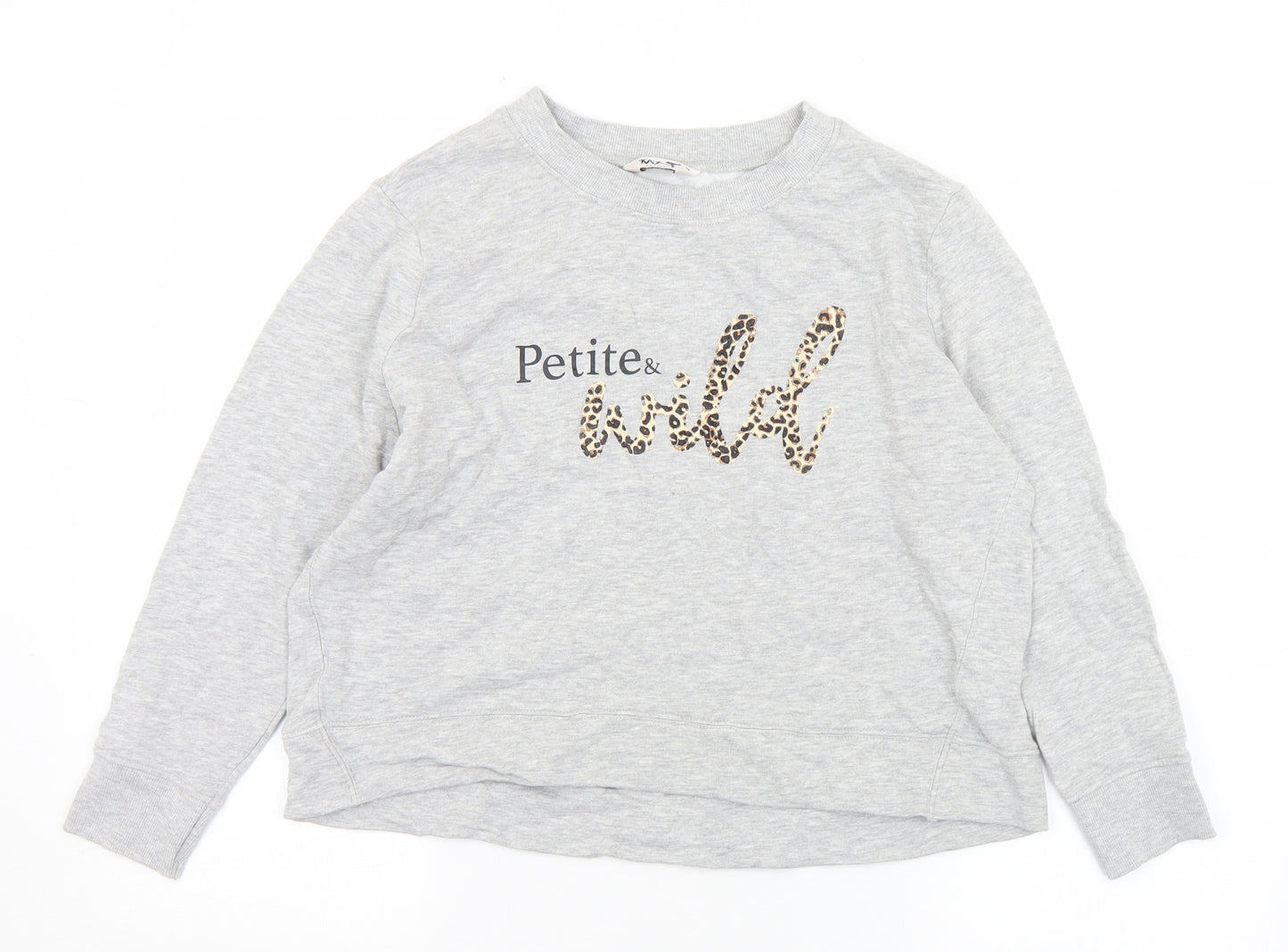 TU Womens Grey Animal Print Cotton Pullover Sweatshirt Size 14   - Wild