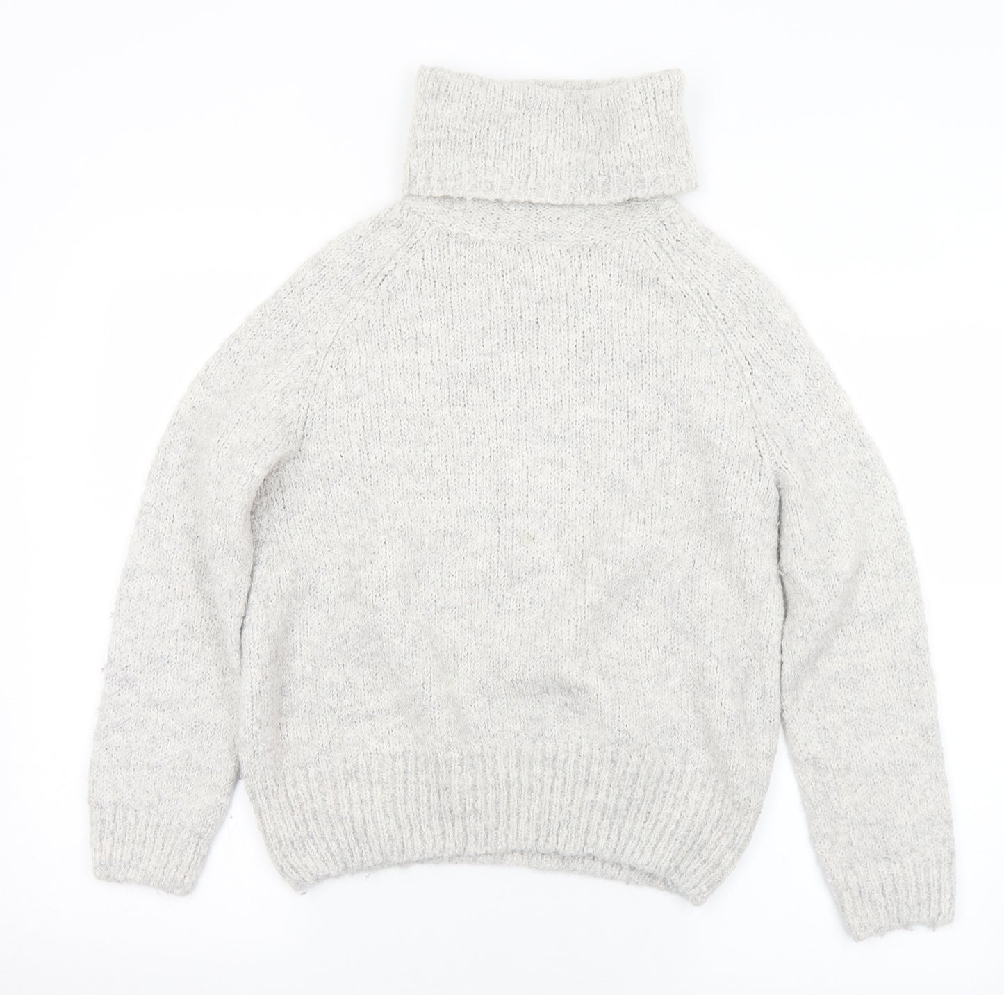 Marks and Spencer Womens Grey Roll Neck  Acrylic Pullover Jumper Size 10
