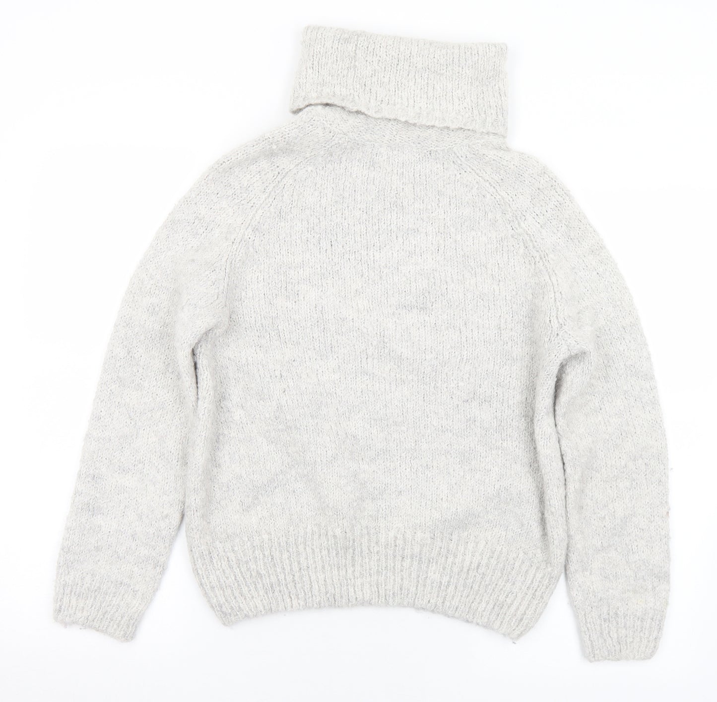 Marks and Spencer Womens Grey Roll Neck  Acrylic Pullover Jumper Size 10