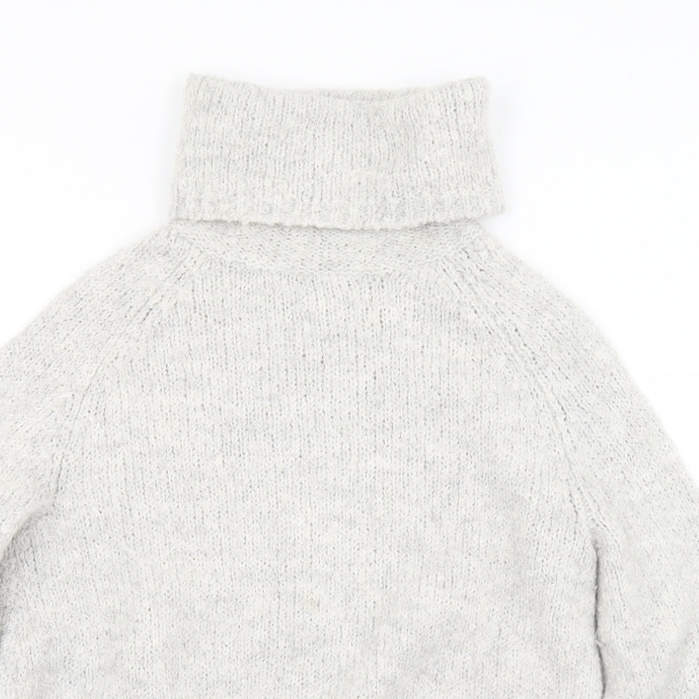 Marks and Spencer Womens Grey Roll Neck  Acrylic Pullover Jumper Size 10