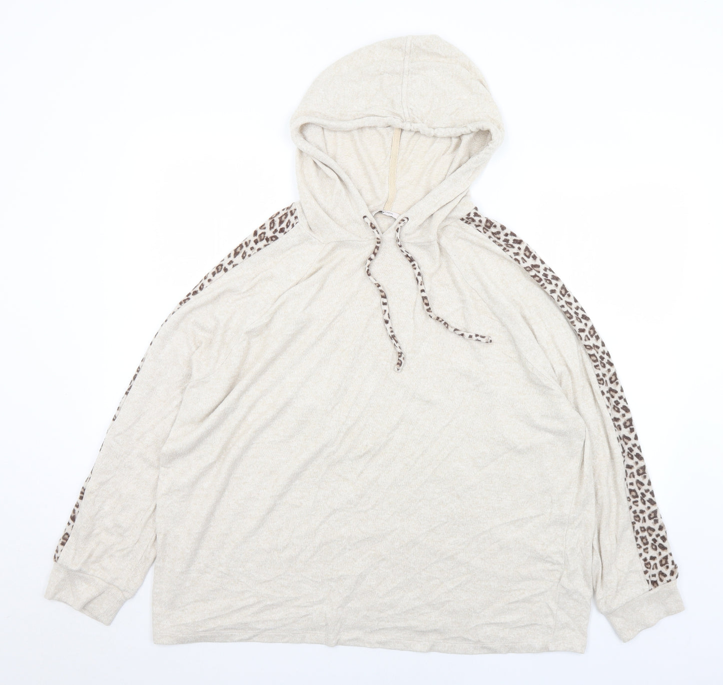 TU Womens Beige Animal Print Viscose Pullover Hoodie Size 22