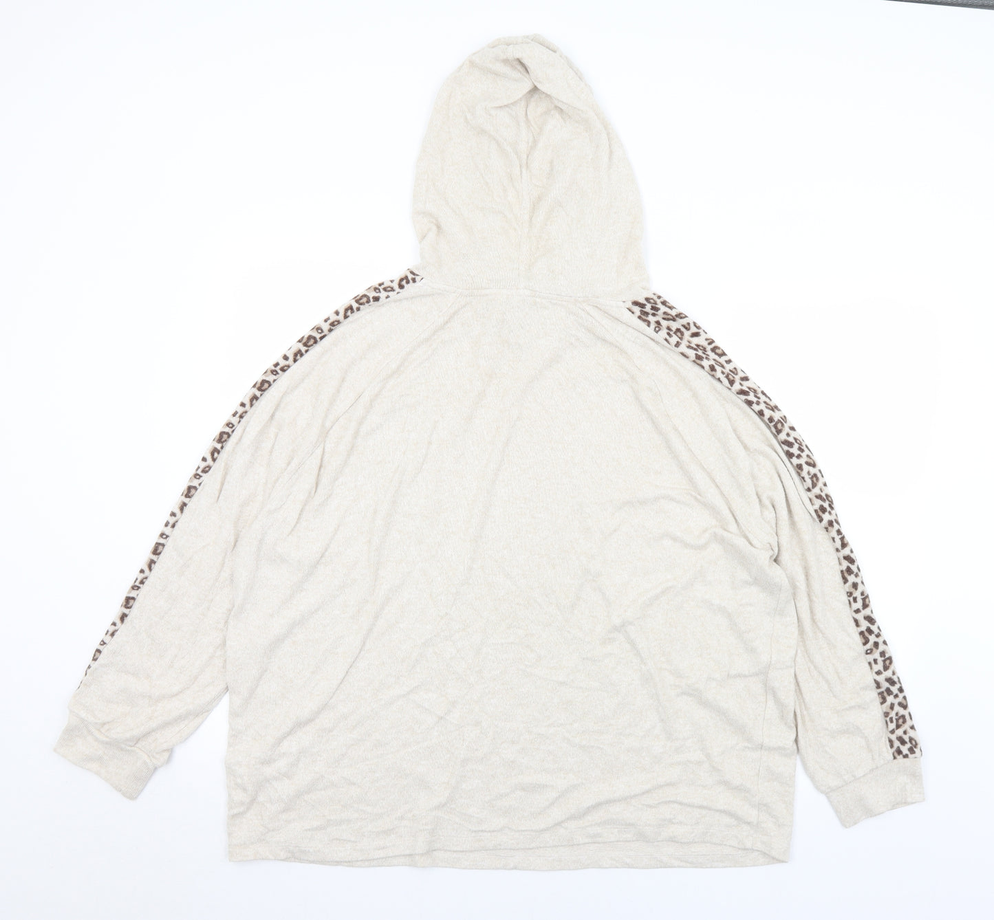 TU Womens Beige Animal Print Viscose Pullover Hoodie Size 22