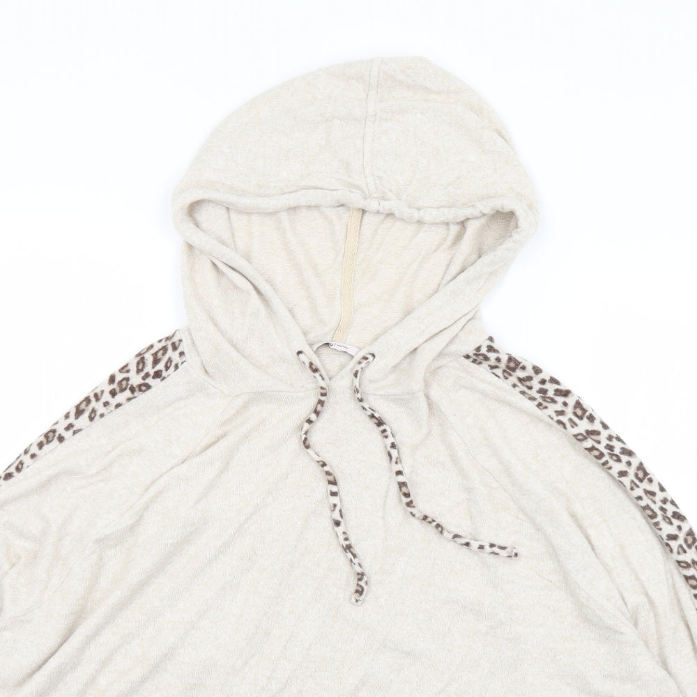 TU Womens Beige Animal Print Viscose Pullover Hoodie Size 22