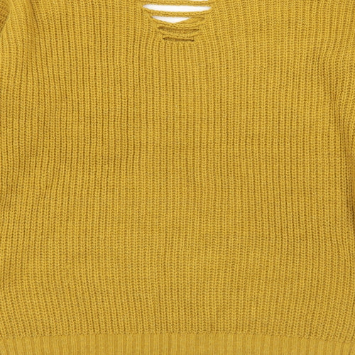 Cameo Rose Womens Yellow V-Neck  Acrylic Pullover Jumper Size 10