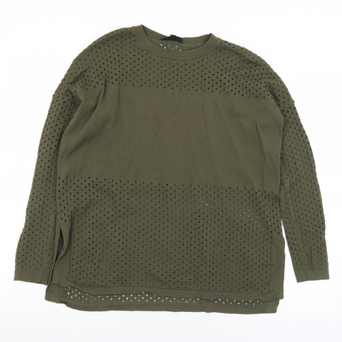 Topshop Womens Green Crew Neck  Viscose Pullover Jumper Size 8