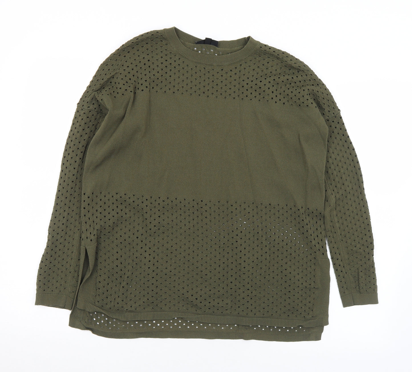 Topshop Womens Green Crew Neck  Viscose Pullover Jumper Size 8