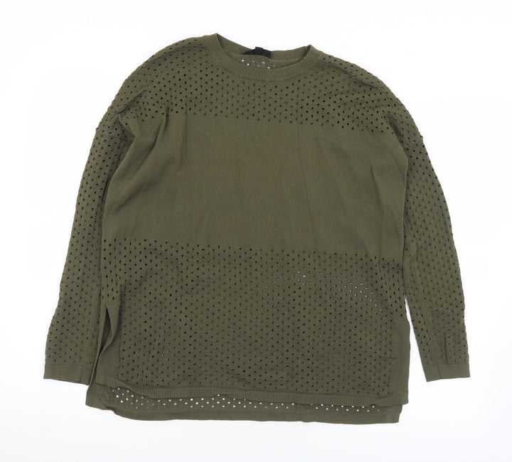 Topshop Womens Green Crew Neck  Viscose Pullover Jumper Size 8