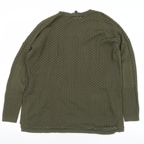 Topshop Womens Green Crew Neck  Viscose Pullover Jumper Size 8