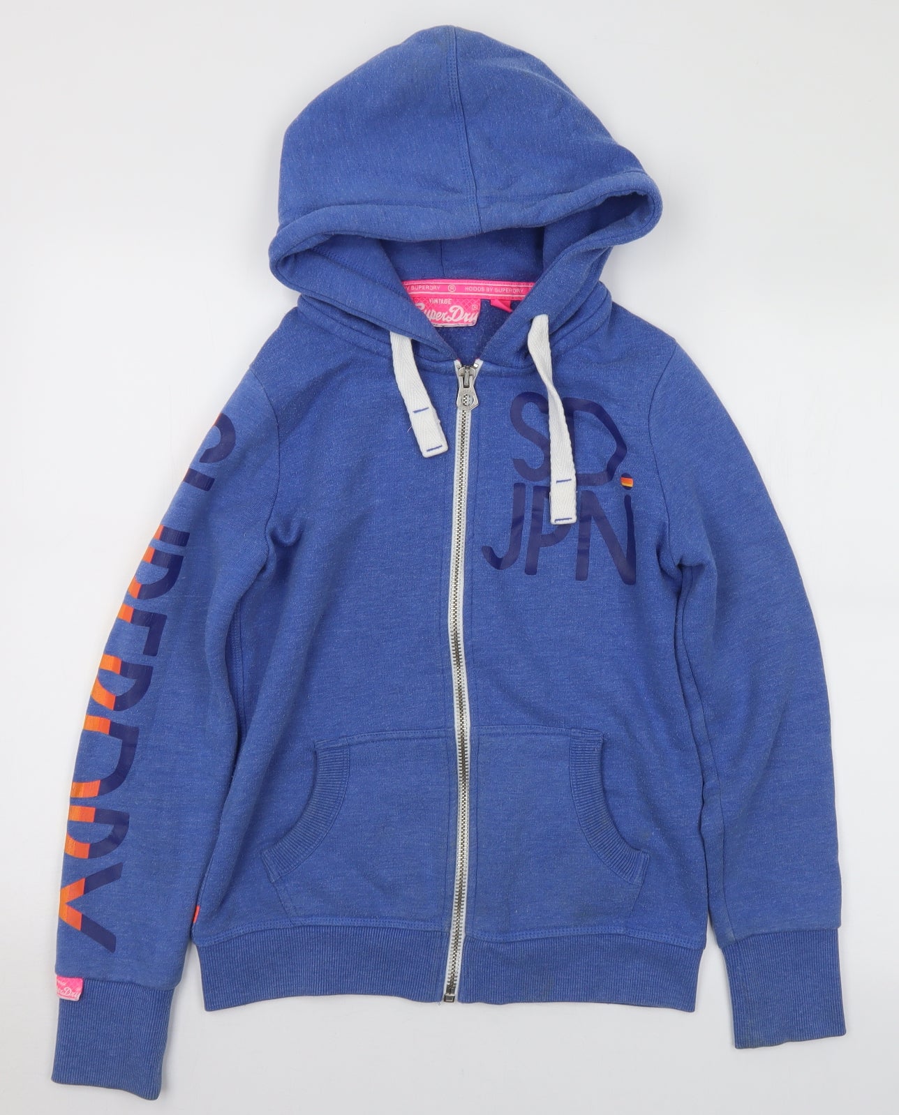 Superdry Womens Blue  Cotton Full Zip Hoodie Size M   - Logo
