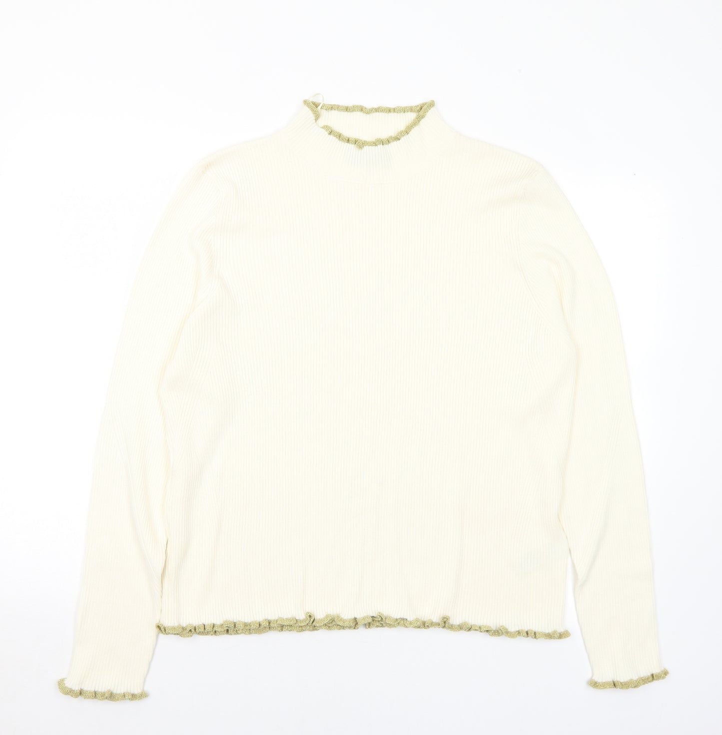 Marks and Spencer Womens Ivory Mock Neck  Viscose Pullover Jumper Size 22