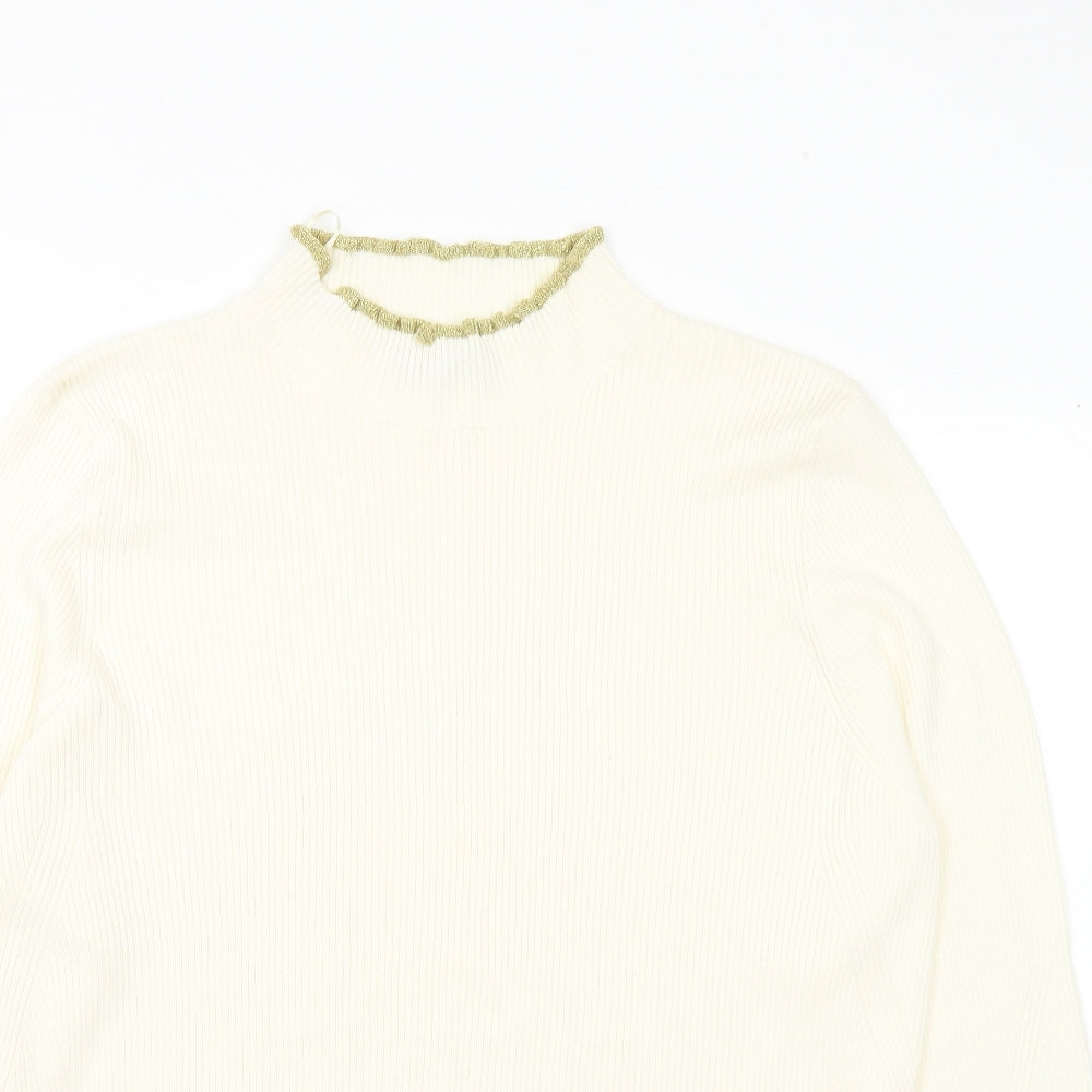 Marks and Spencer Womens Ivory Mock Neck  Viscose Pullover Jumper Size 22