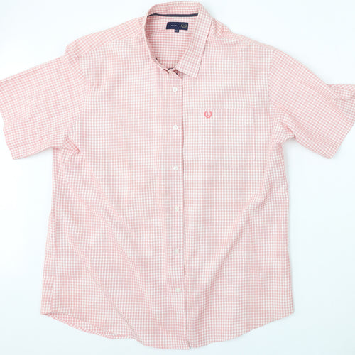 Lincoln Mens Red Check Polyester  Polo Size XL Collared
