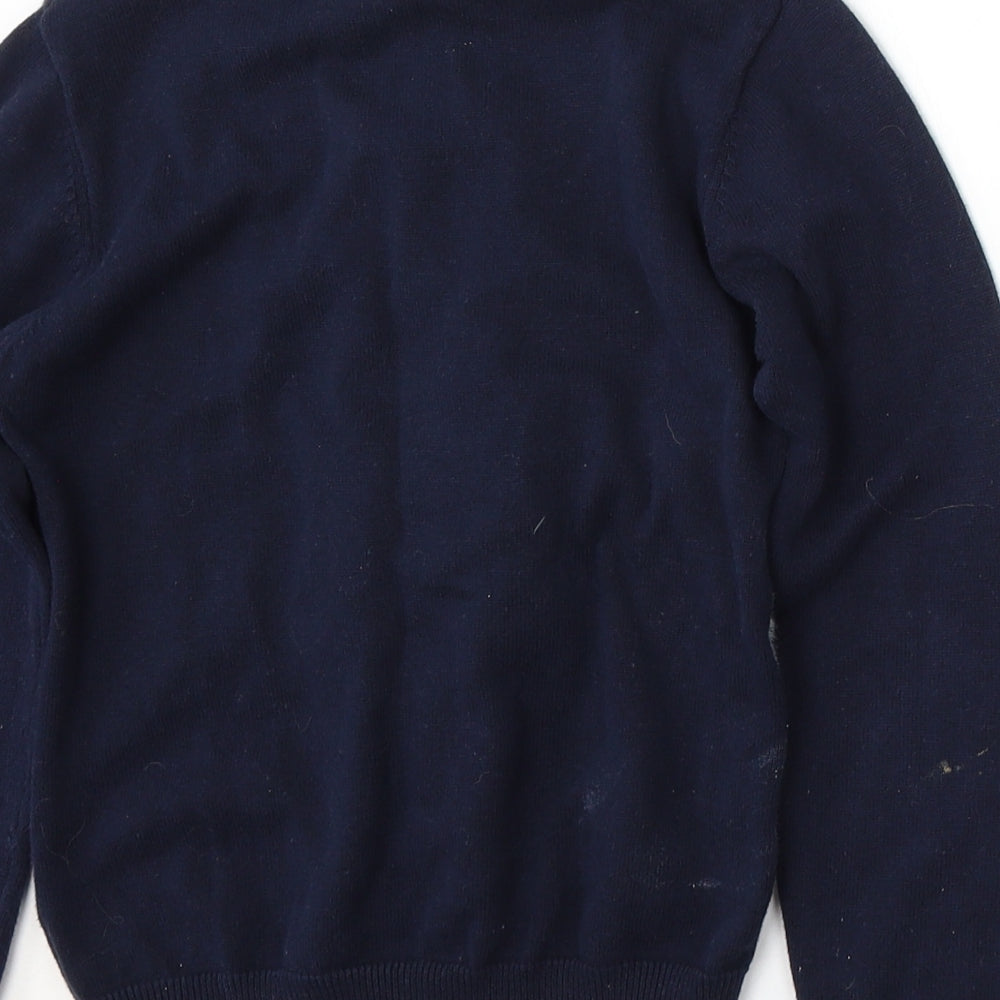 TU Girls Blue Round Neck  Cotton Pullover Jumper Size 7 Years