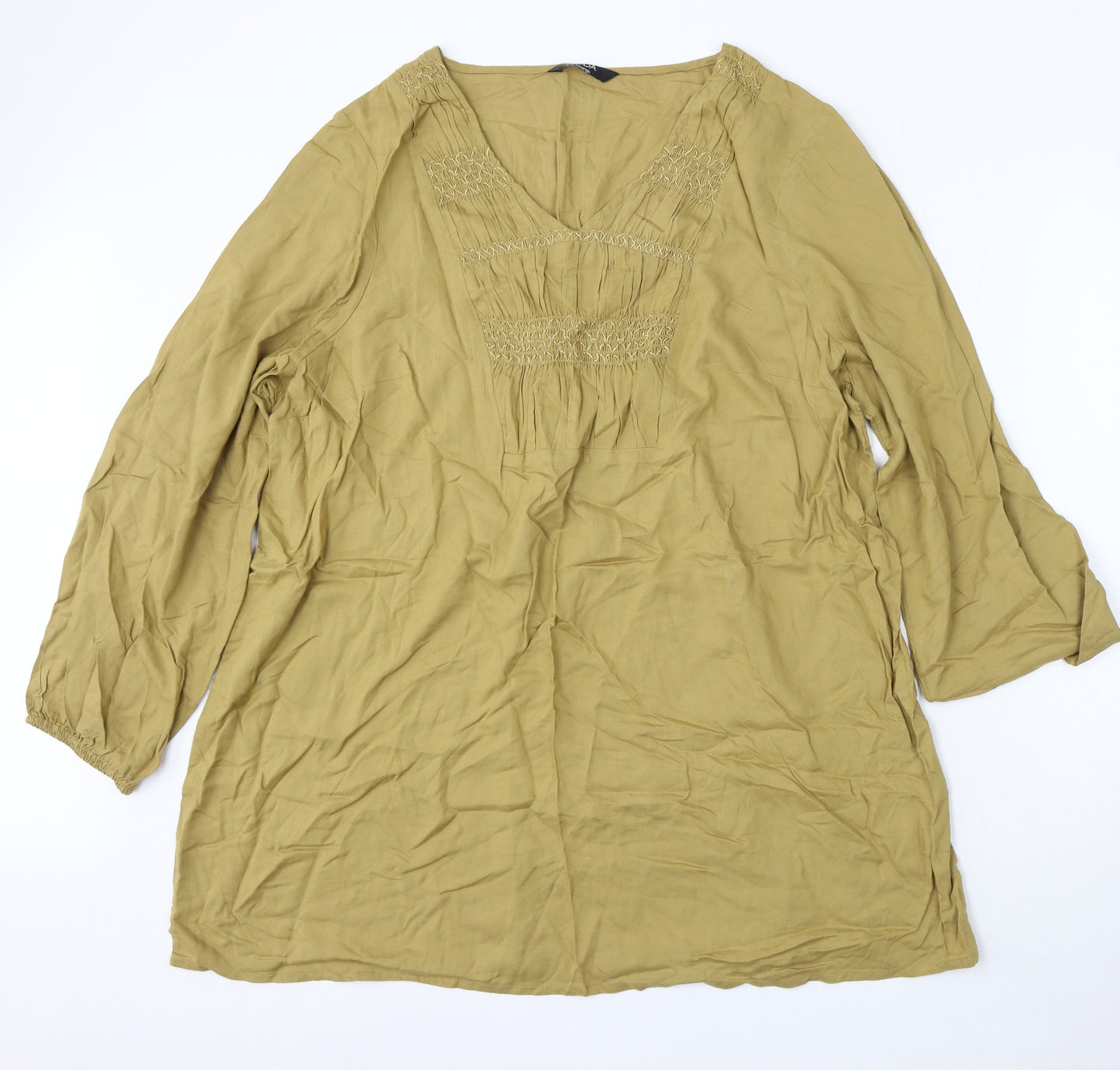 George Womens Green  Viscose Basic Blouse Size 24 V-Neck